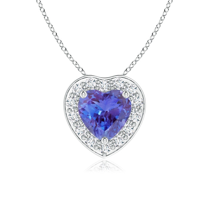 5mm AAA Heart-Shaped Tanzanite Pendant with Diamond Halo in P950 Platinum