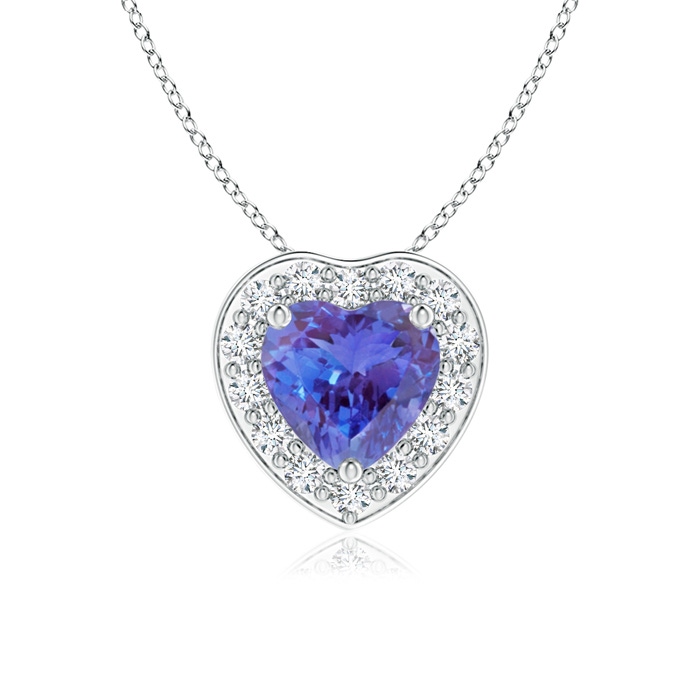 5mm AAA Heart-Shaped Tanzanite Pendant with Diamond Halo in White Gold