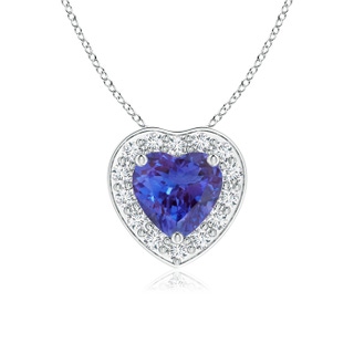 5mm AAAA Heart-Shaped Tanzanite Pendant with Diamond Halo in P950 Platinum