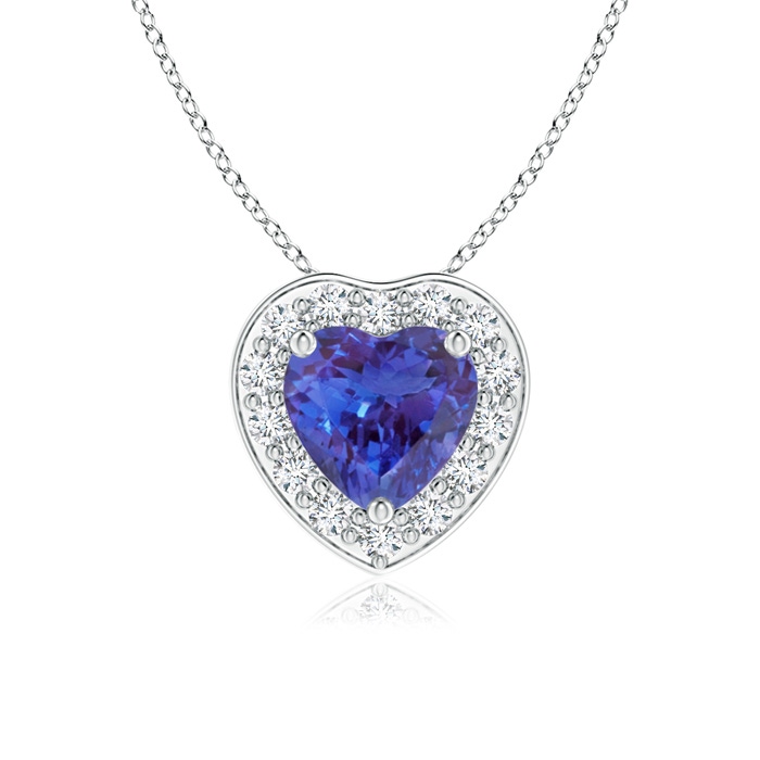 5mm AAAA Heart-Shaped Tanzanite Pendant with Diamond Halo in P950 Platinum 