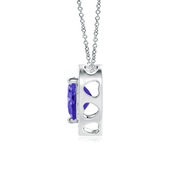 5mm AAAA Heart-Shaped Tanzanite Pendant with Diamond Halo in P950 Platinum product image