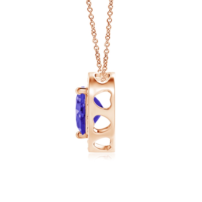 5mm AAAA Heart-Shaped Tanzanite Pendant with Diamond Halo in Rose Gold product image