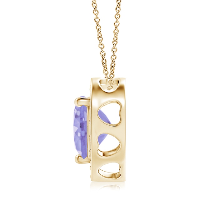 6mm A Heart-Shaped Tanzanite Pendant with Diamond Halo in Yellow Gold product image