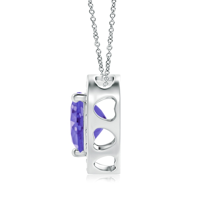 6mm AA Heart-Shaped Tanzanite Pendant with Diamond Halo in P950 Platinum product image