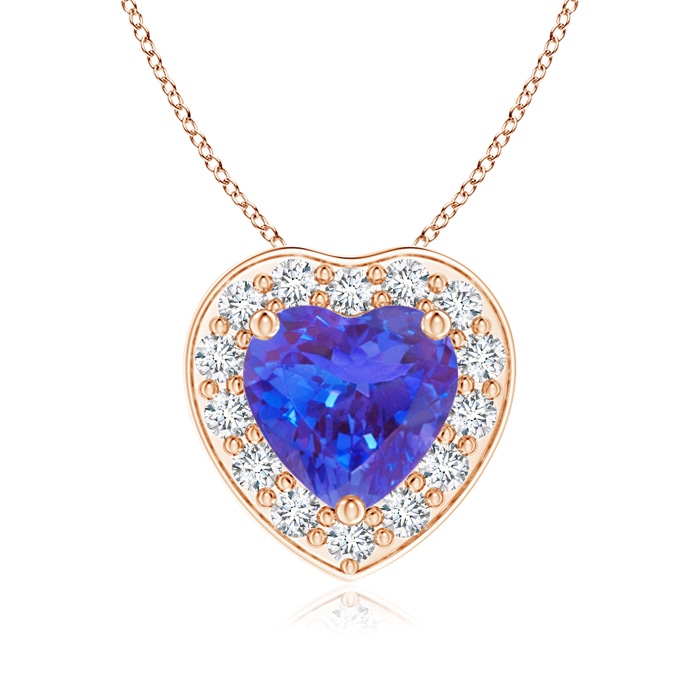 6mm AAA Heart-Shaped Tanzanite Pendant with Diamond Halo in Rose Gold 