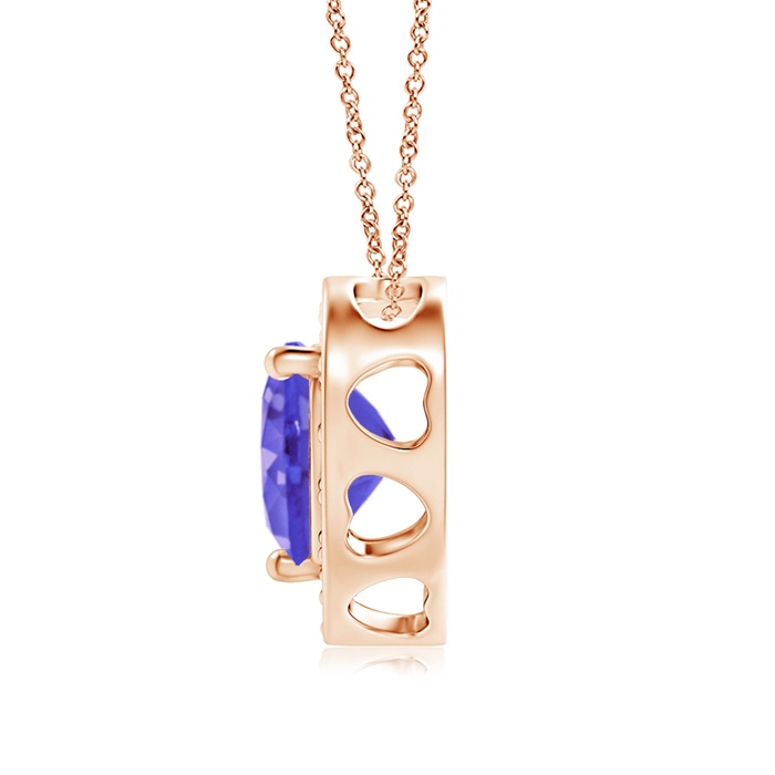 6mm AAA Heart-Shaped Tanzanite Pendant with Diamond Halo in Rose Gold product image
