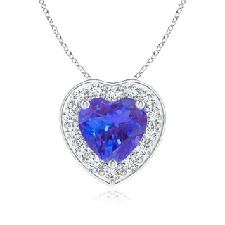 6mm AAA Heart-Shaped Tanzanite Pendant with Diamond Halo in White Gold