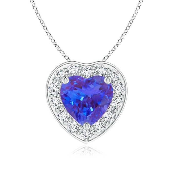6mm AAA Heart-Shaped Tanzanite Pendant with Diamond Halo in White Gold 