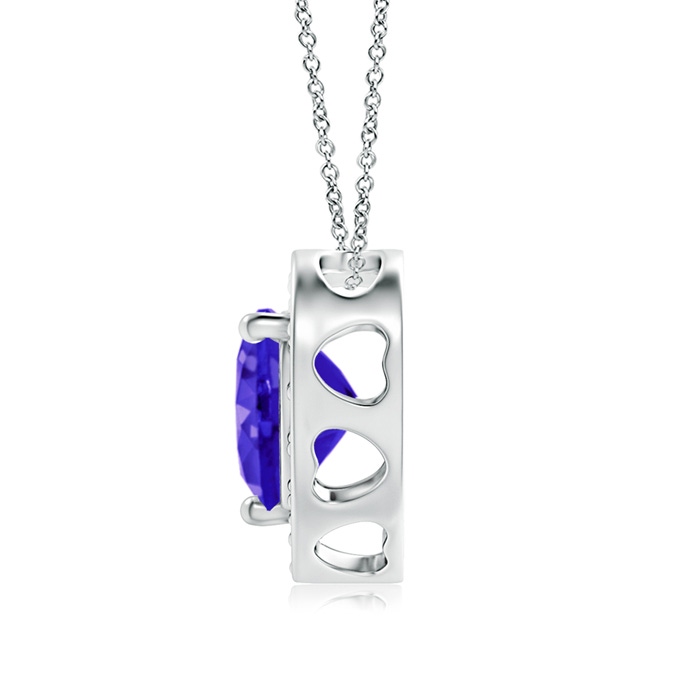 6mm AAAA Heart-Shaped Tanzanite Pendant with Diamond Halo in P950 Platinum product image