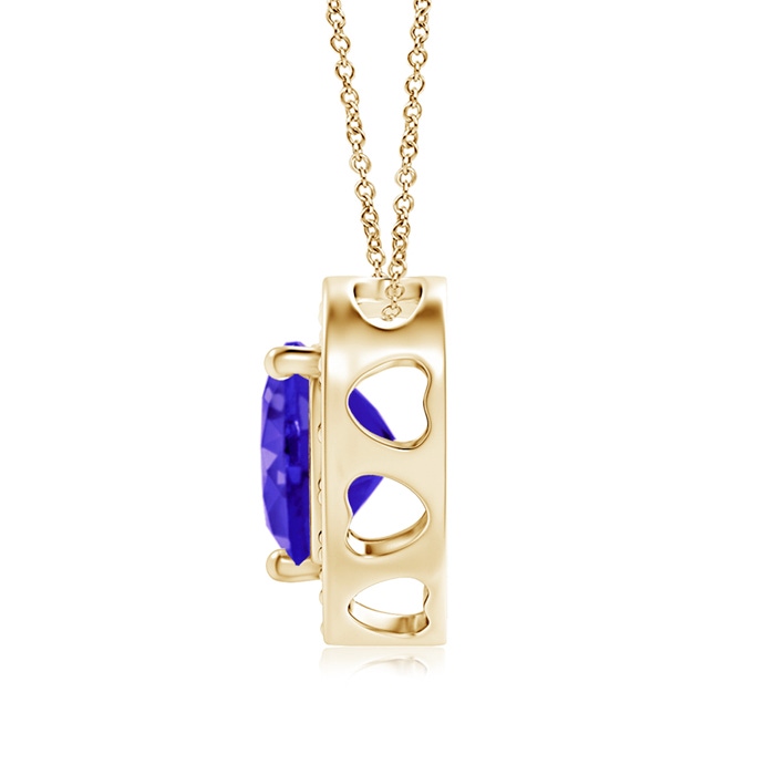 6mm AAAA Heart-Shaped Tanzanite Pendant with Diamond Halo in Yellow Gold product image