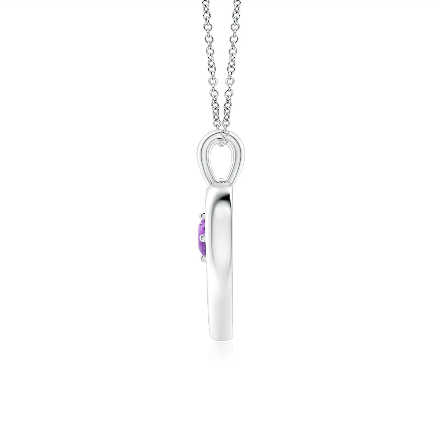 AA - Amethyst / 0.1 CT / 14 KT White Gold