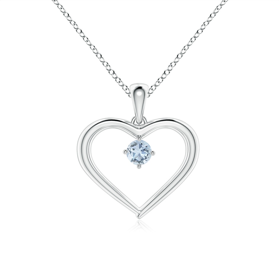 3mm A Solitaire Round Aquamarine Open Heart Pendant in P950 Platinum 