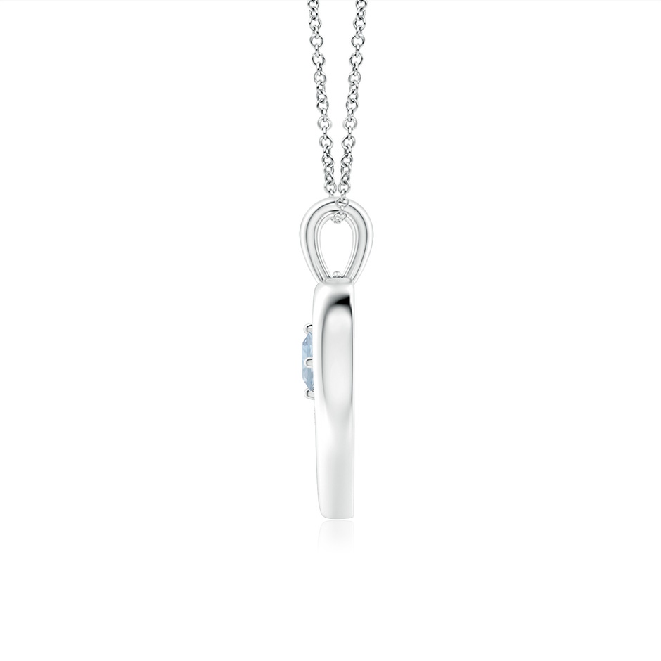 3mm A Solitaire Round Aquamarine Open Heart Pendant in P950 Platinum side-1