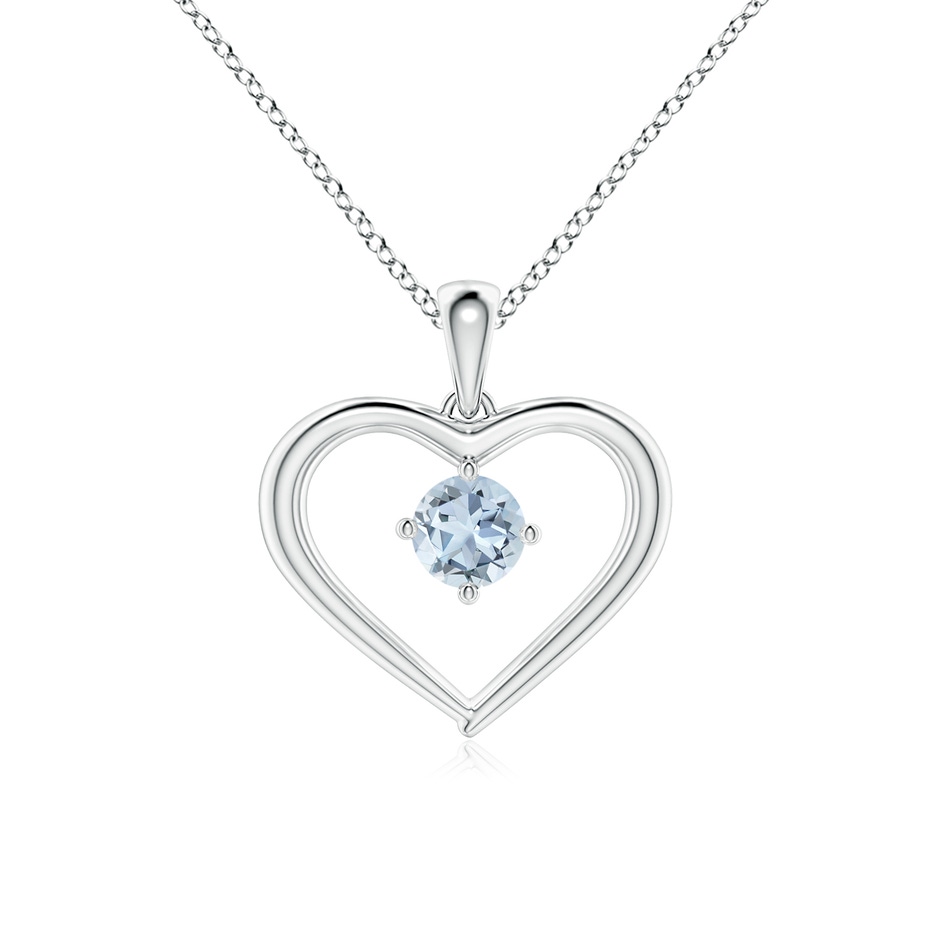 4mm A Solitaire Round Aquamarine Open Heart Pendant in P950 Platinum 