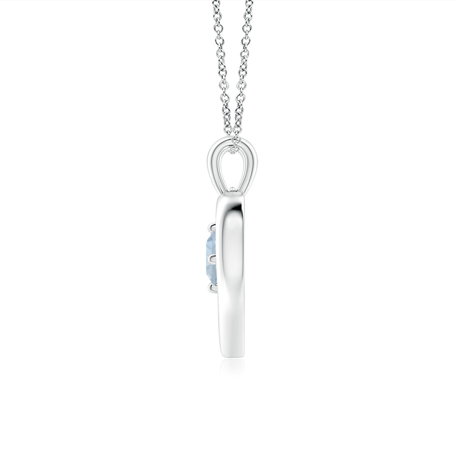 4mm A Solitaire Round Aquamarine Open Heart Pendant in P950 Platinum side-1