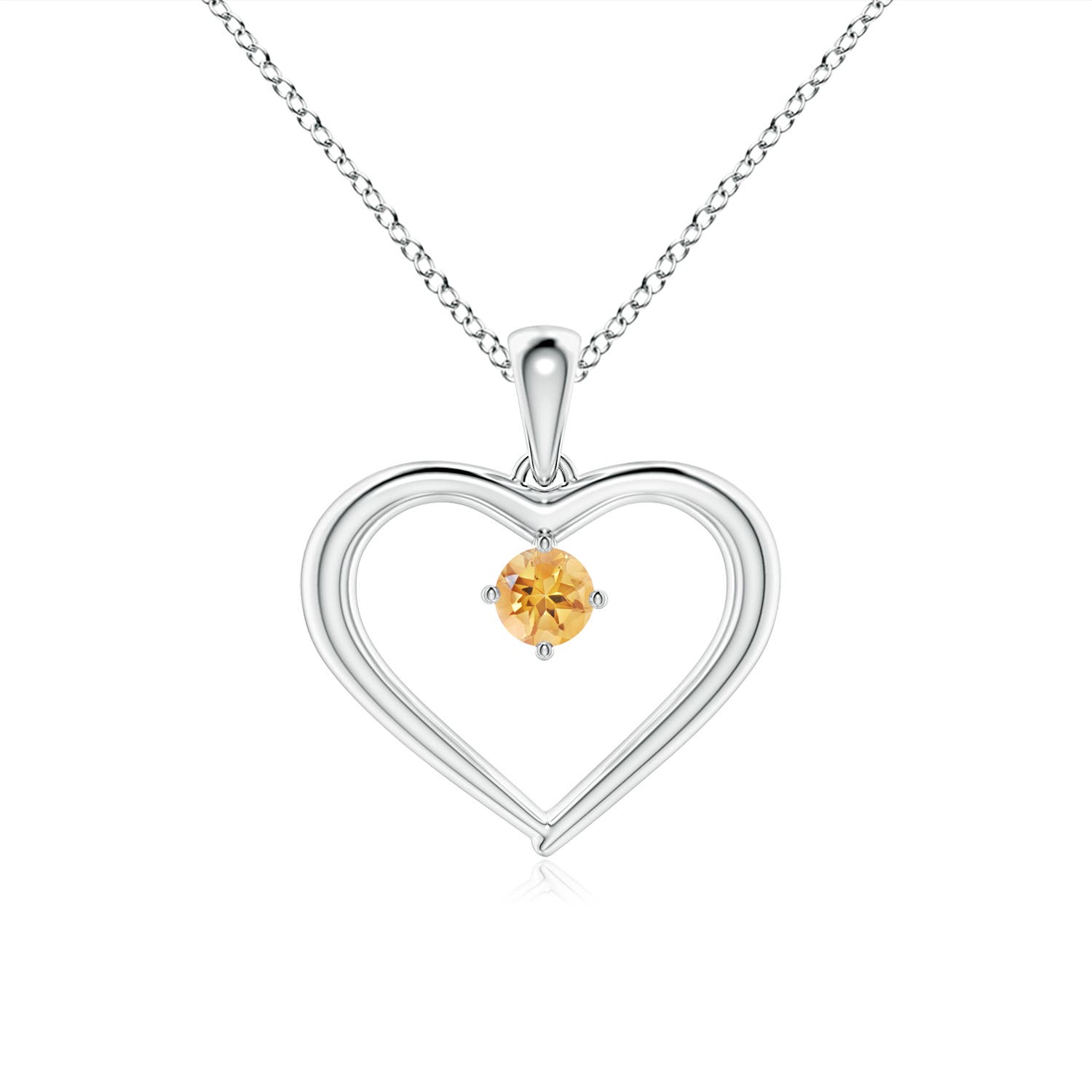 AA - Citrine / 0.1 CT / 14 KT White Gold