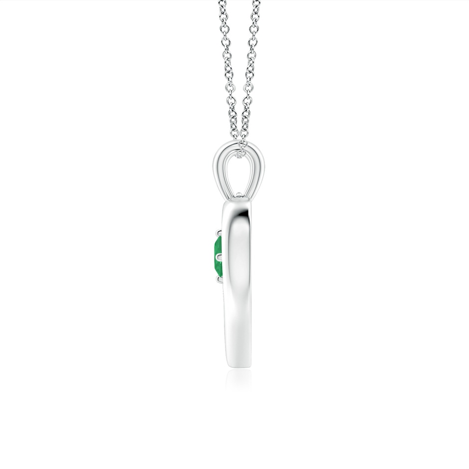 3mm A Solitaire Round Emerald Open Heart Pendant in P950 Platinum side-1