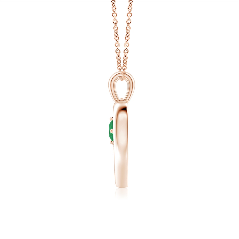 3mm A Solitaire Round Emerald Open Heart Pendant in Rose Gold side-1