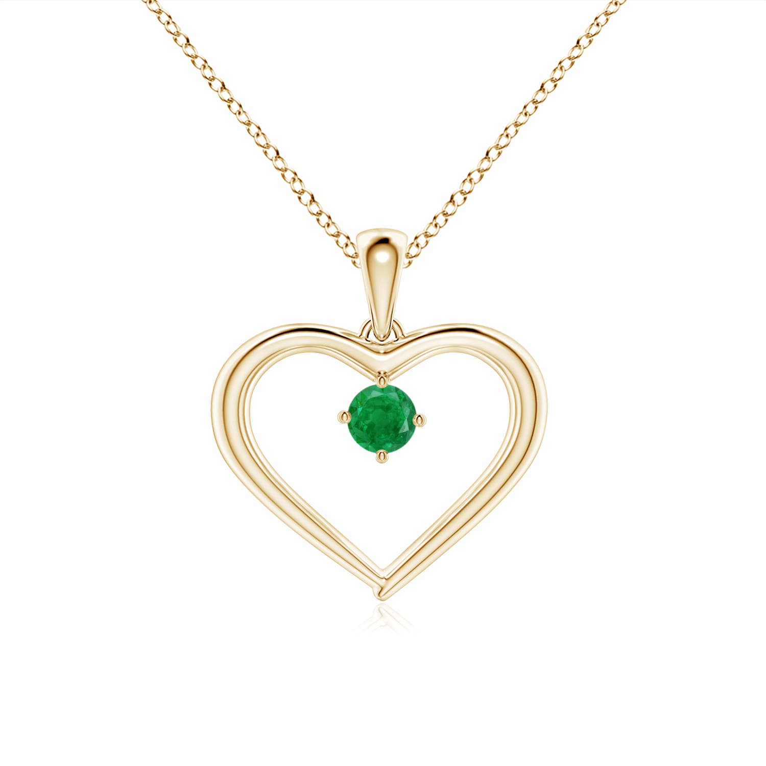 AA - Emerald / 0.1 CT / 14 KT Yellow Gold