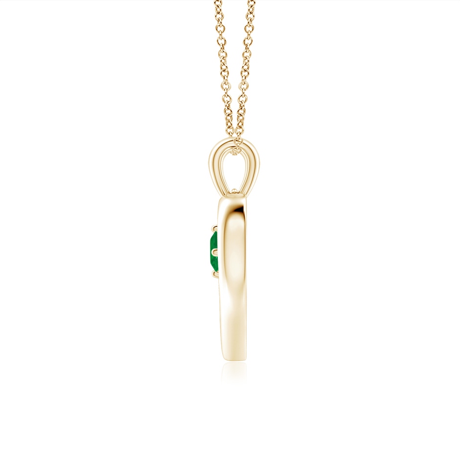 3mm AA Solitaire Round Emerald Open Heart Pendant in Yellow Gold side-1