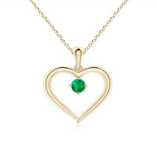 3mm AAA Solitaire Round Emerald Open Heart Pendant in 9K Yellow Gold