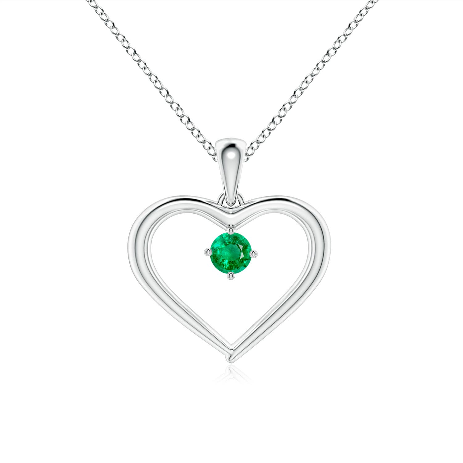 AAA - Emerald / 0.1 CT / 14 KT White Gold
