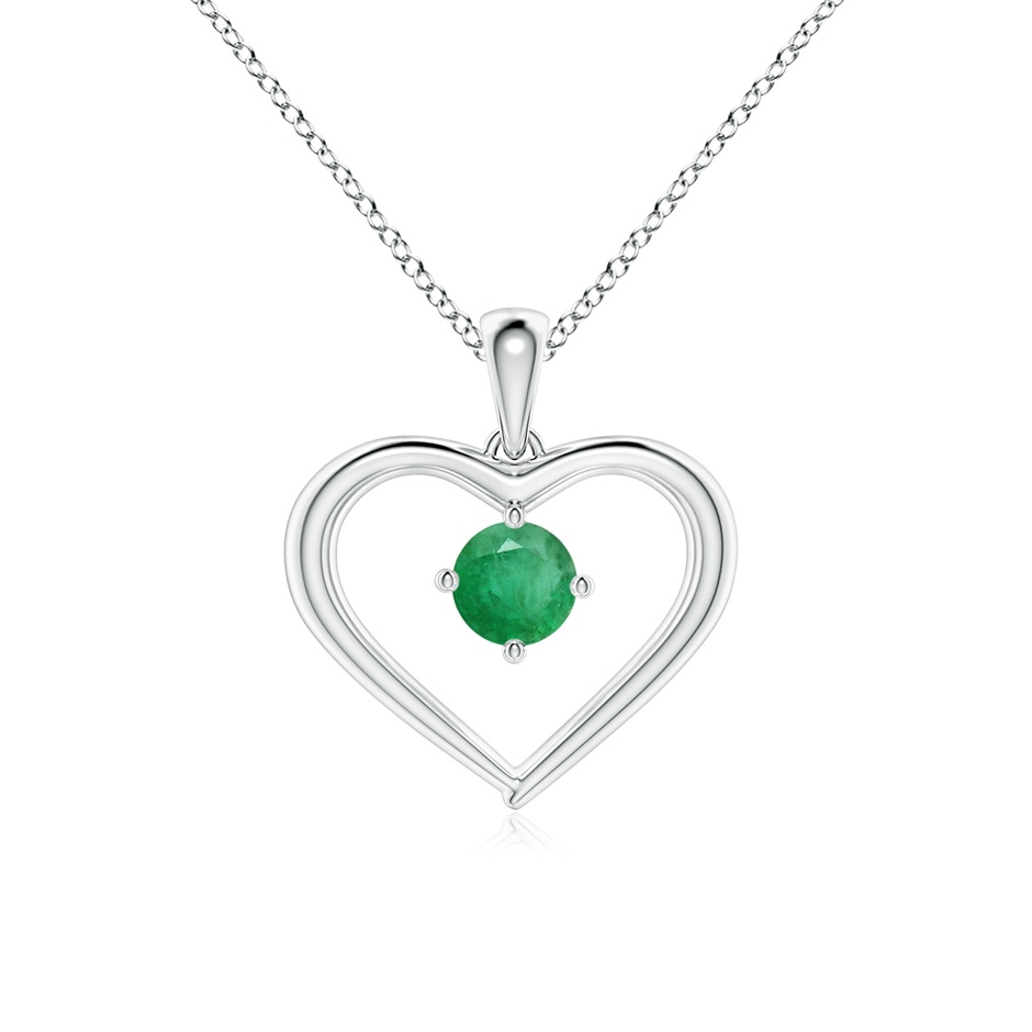 4mm A Solitaire Round Emerald Open Heart Pendant in P950 Platinum 