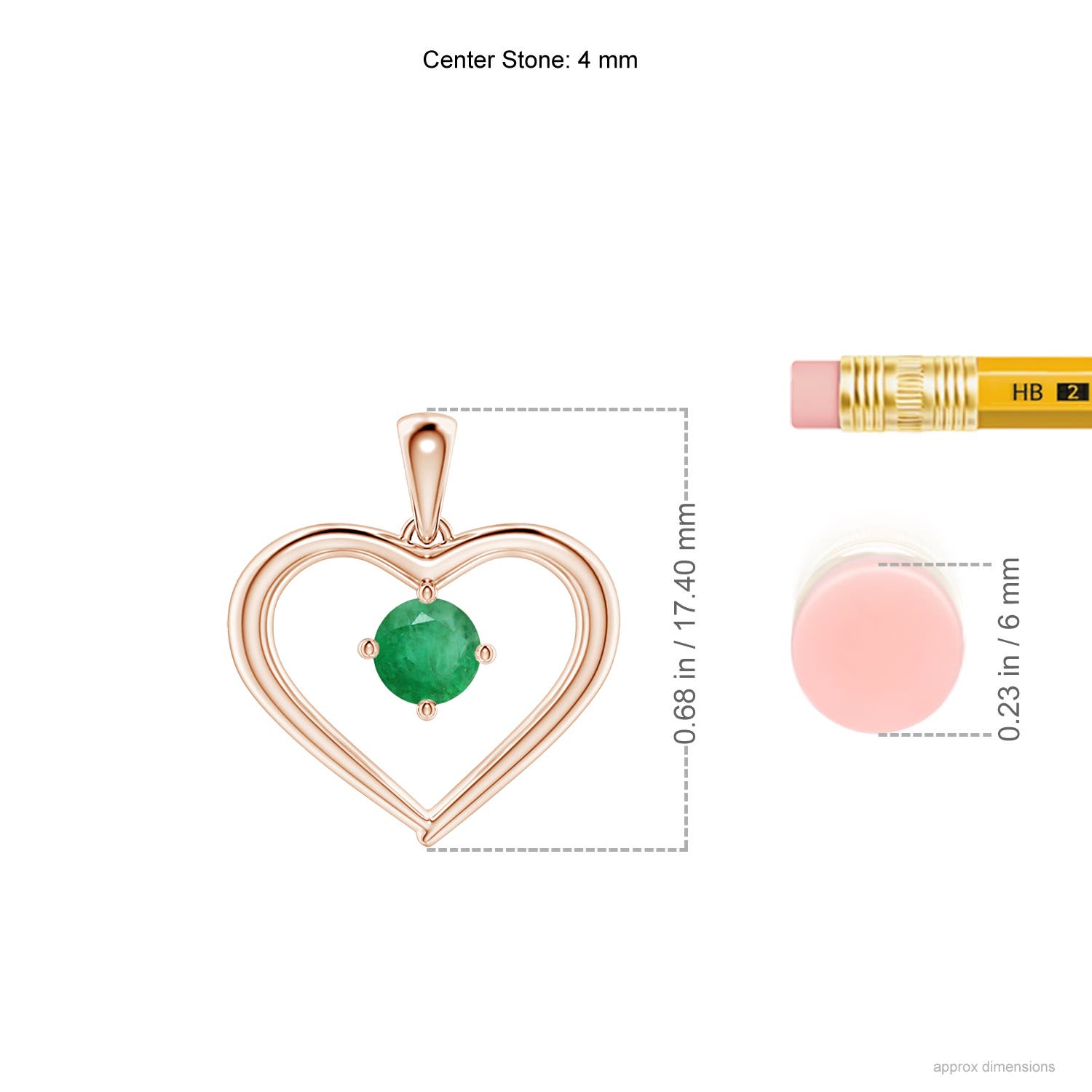 A - Emerald / 0.24 CT / 14 KT Rose Gold