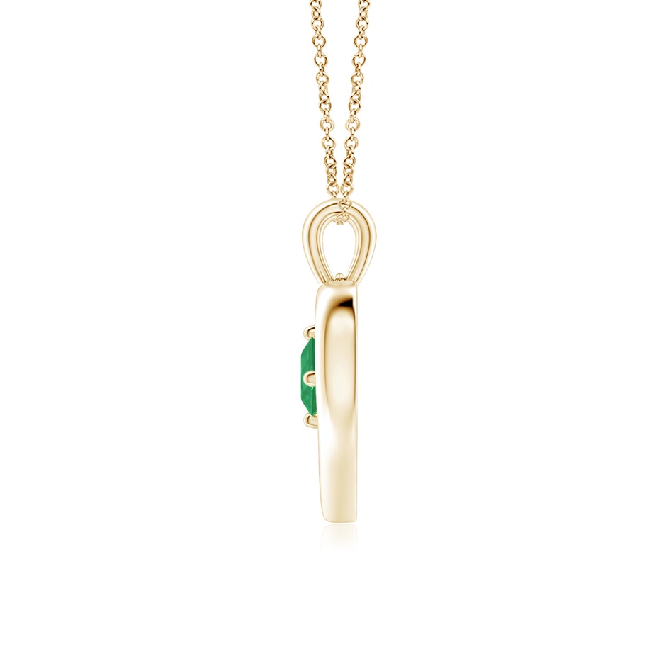 4mm A Solitaire Round Emerald Open Heart Pendant in Yellow Gold side-1