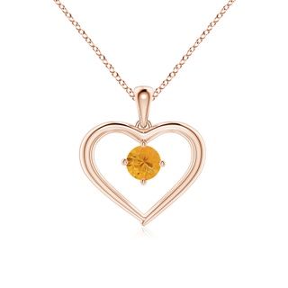 4mm A Solitaire Round Fire Opal Open Heart Pendant in 9K Rose Gold