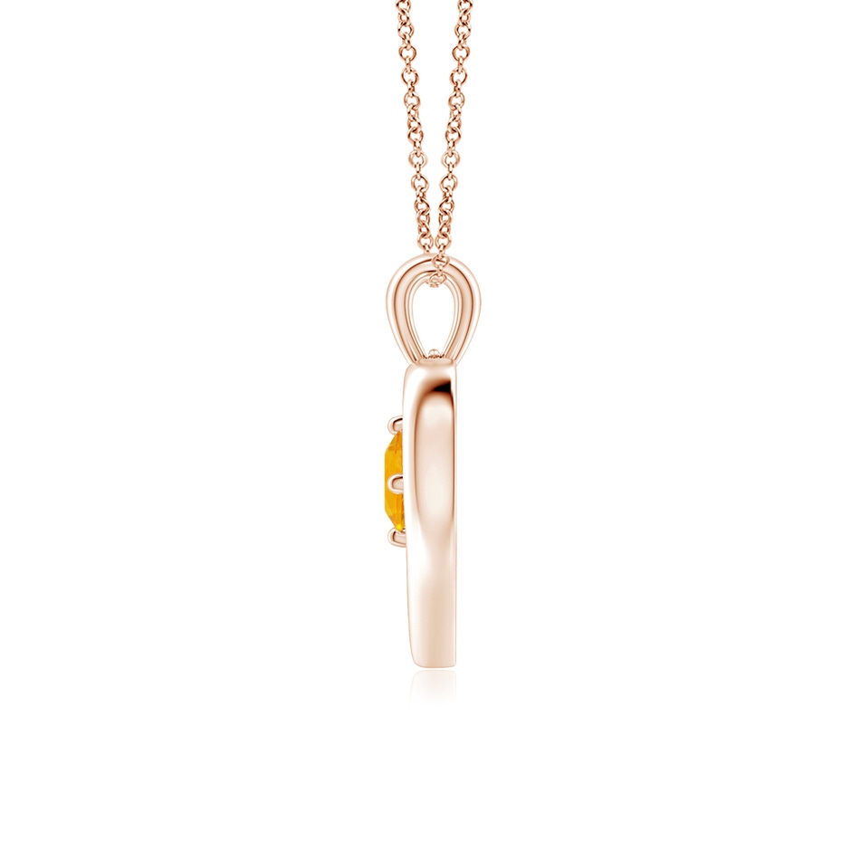 4mm A Solitaire Round Fire Opal Open Heart Pendant in 9K Rose Gold side-1