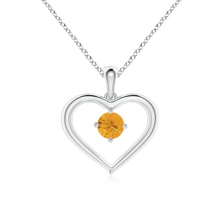 4mm A Solitaire Round Fire Opal Open Heart Pendant in P950 Platinum