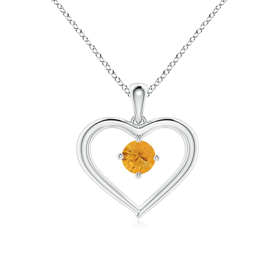 4mm A Solitaire Round Fire Opal Open Heart Pendant in P950 Platinum 