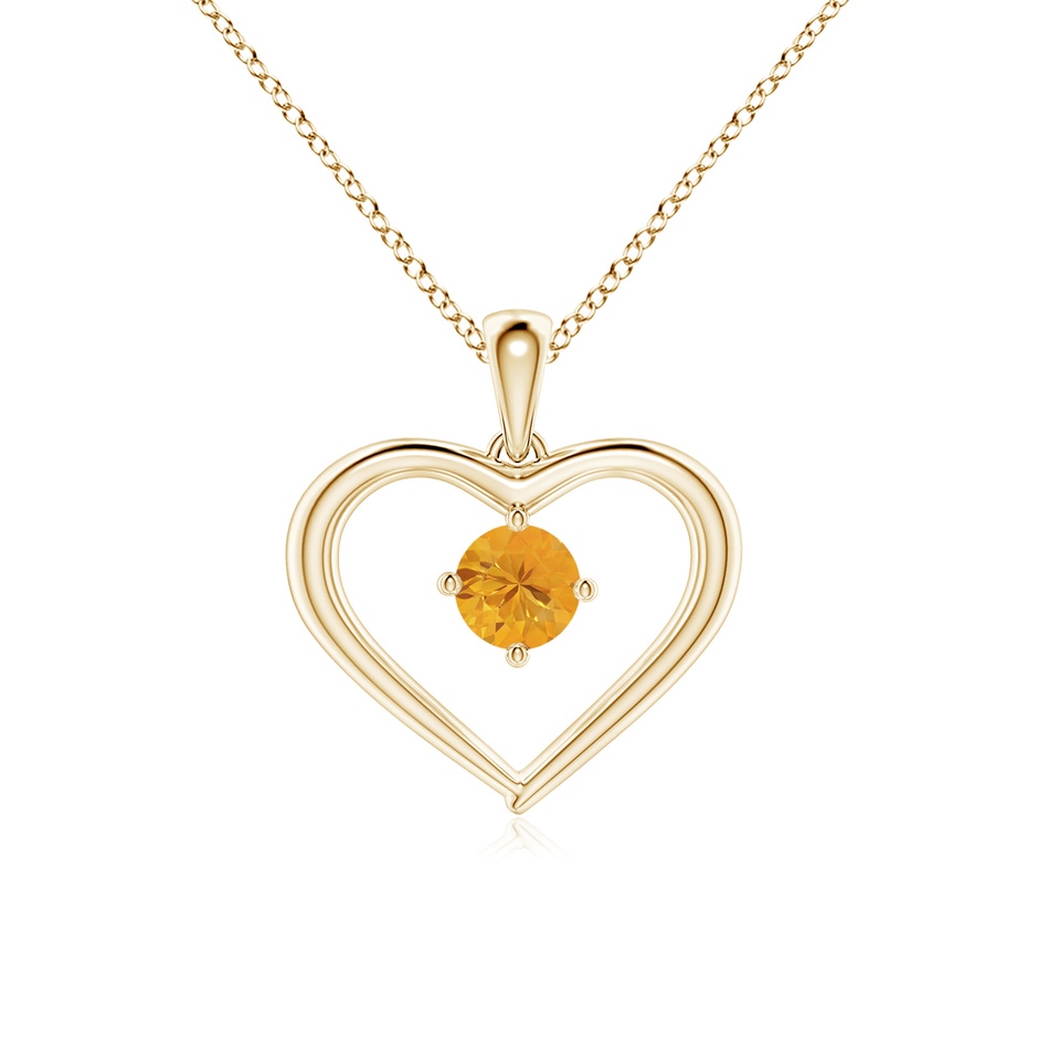 4mm A Solitaire Round Fire Opal Open Heart Pendant in Yellow Gold 