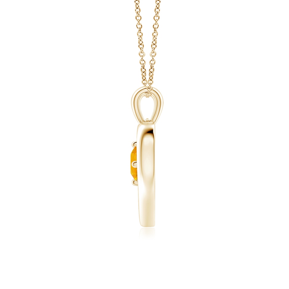 4mm A Solitaire Round Fire Opal Open Heart Pendant in Yellow Gold side-1