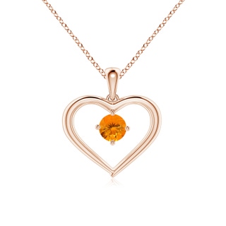 4mm AA Solitaire Round Fire Opal Open Heart Pendant in 9K Rose Gold