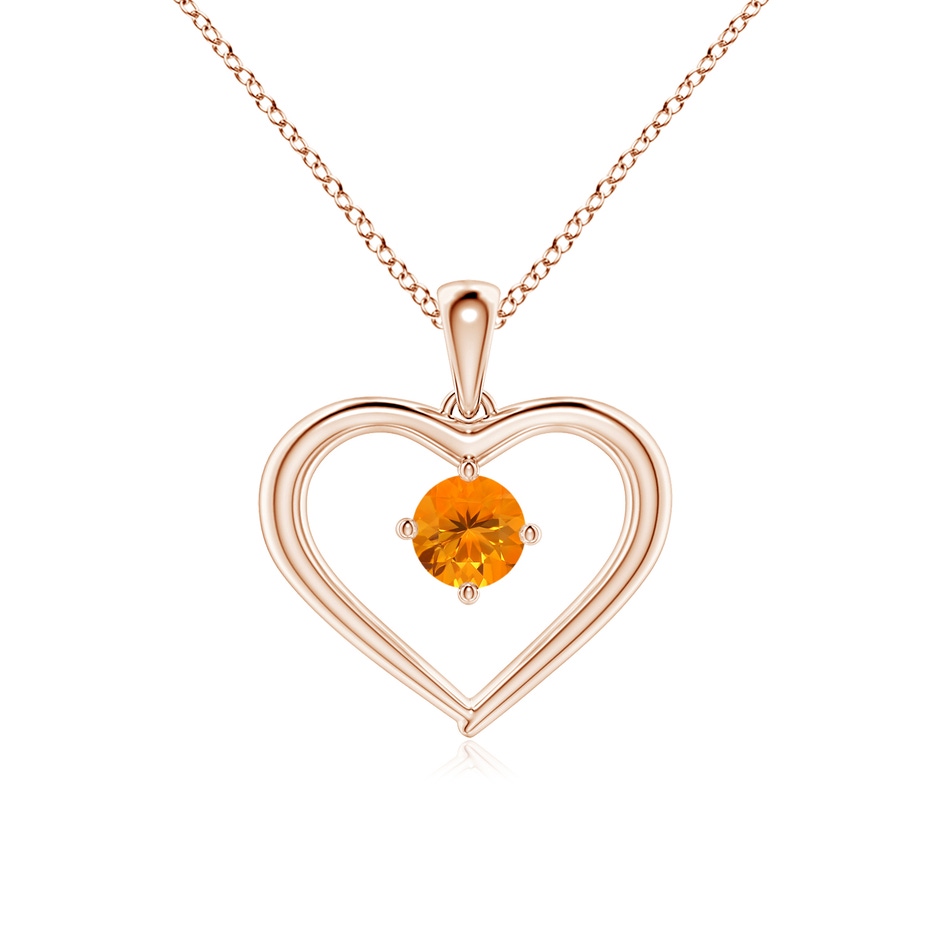 4mm AA Solitaire Round Fire Opal Open Heart Pendant in Rose Gold 