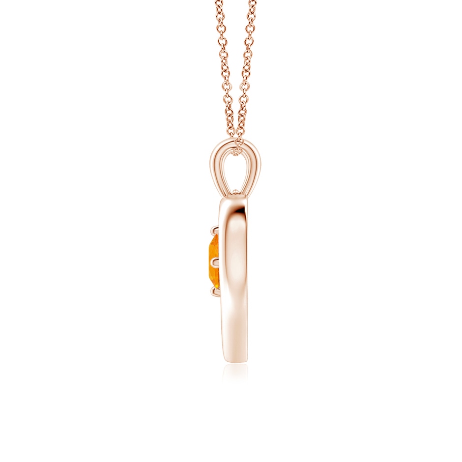 4mm AA Solitaire Round Fire Opal Open Heart Pendant in Rose Gold side-1