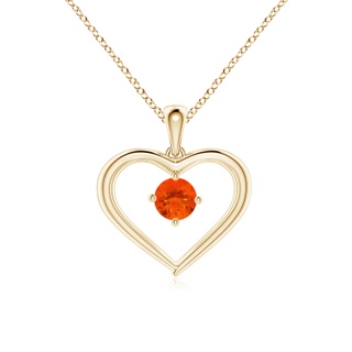 4mm AAA Solitaire Round Fire Opal Open Heart Pendant in 9K Yellow Gold