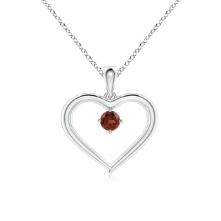 3mm AAAA Solitaire Round Garnet Open Heart Pendant in White Gold