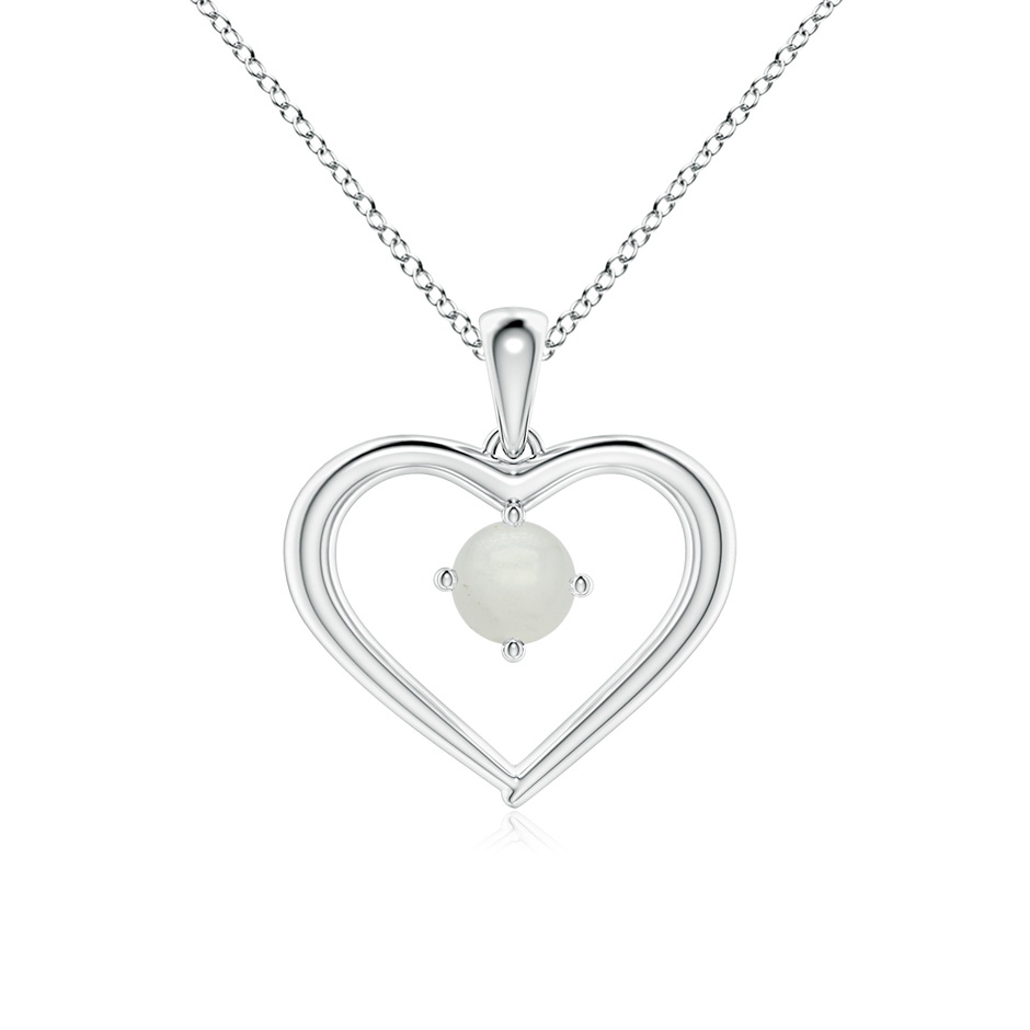 4mm A Solitaire Round Moonstone Open Heart Pendant in White Gold 