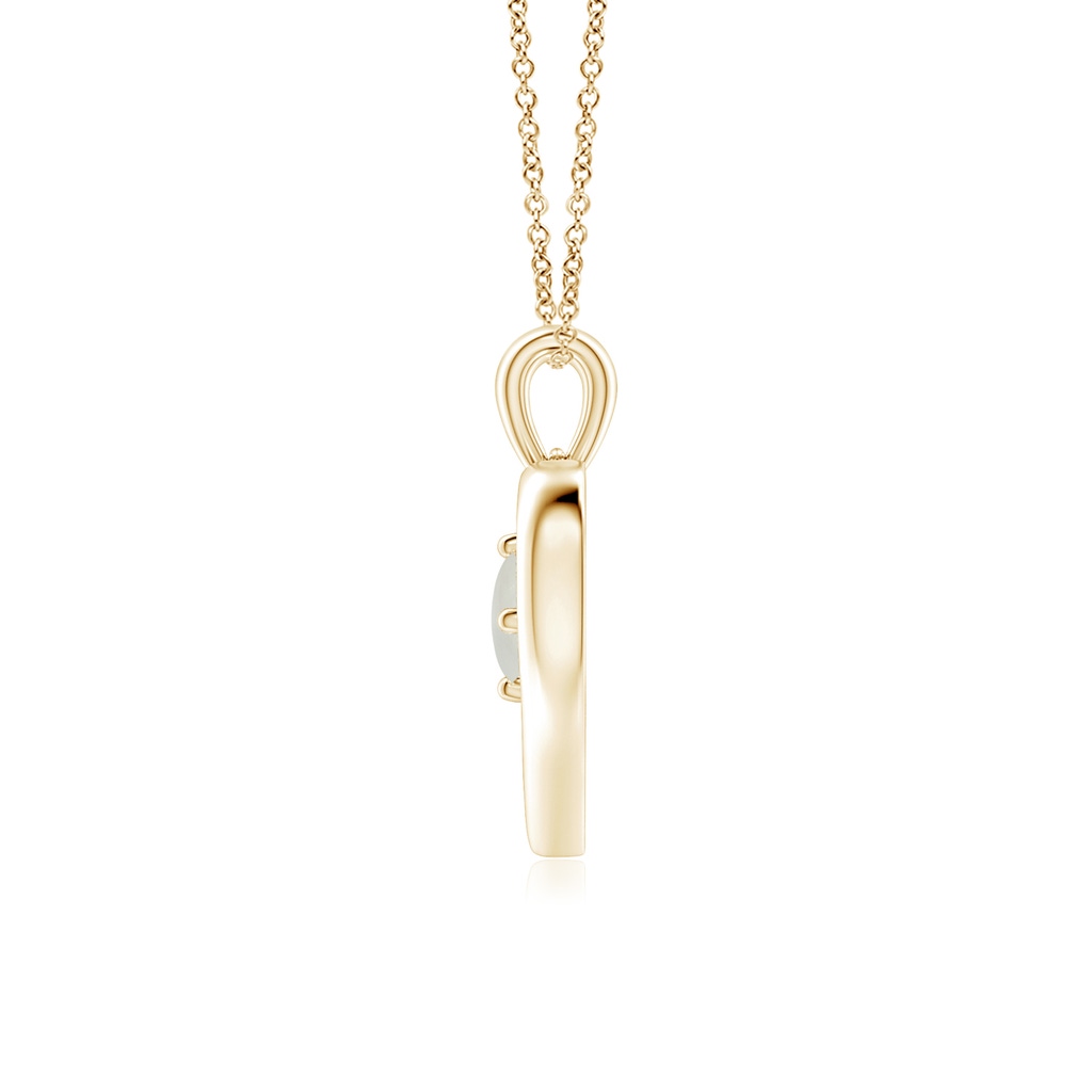 4mm AAA Solitaire Round Moonstone Open Heart Pendant in Yellow Gold - side_1