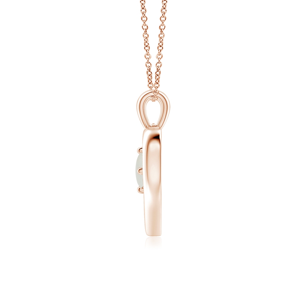 4mm AAAA Solitaire Round Moonstone Open Heart Pendant in Rose Gold - side_1