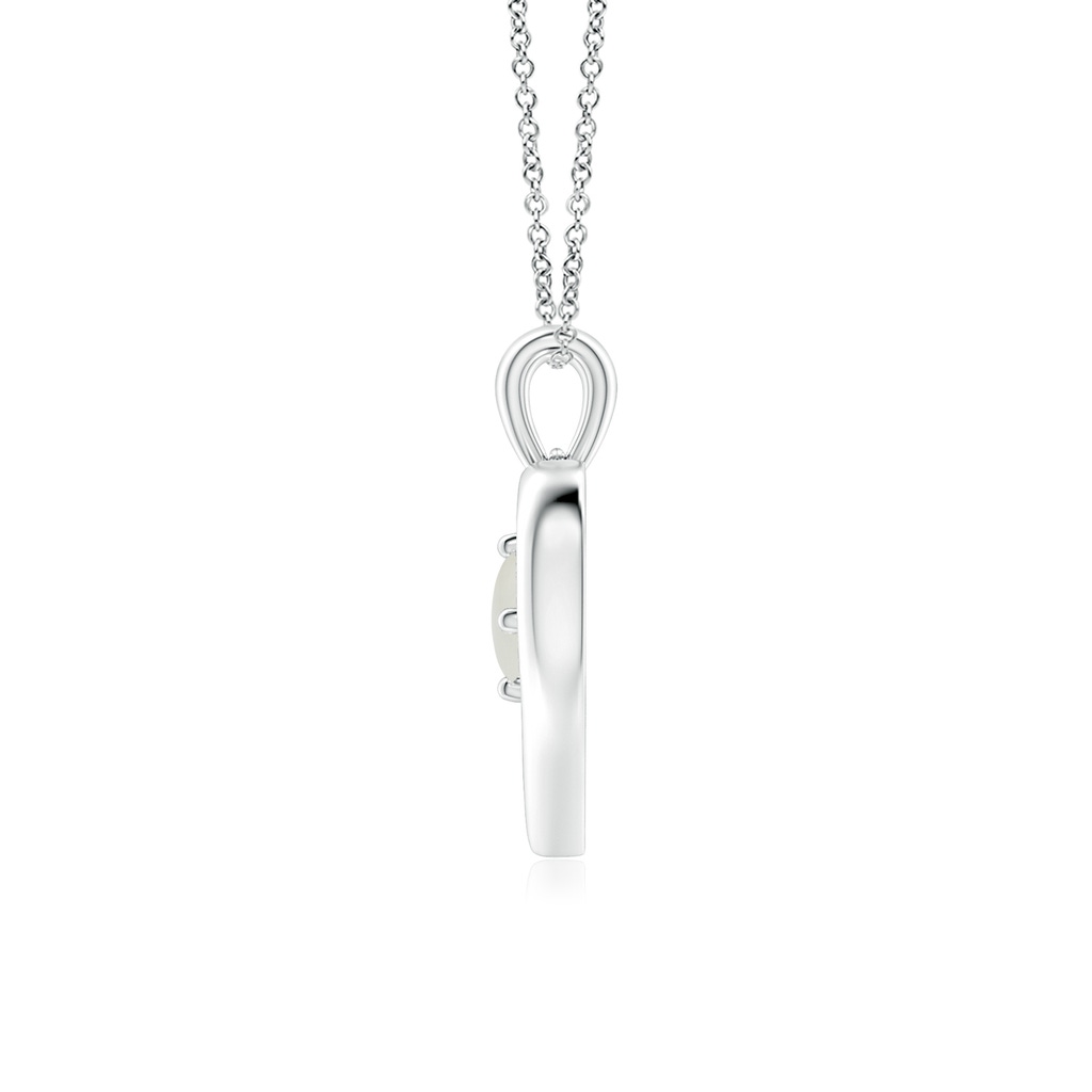 4mm AAAA Solitaire Round Moonstone Open Heart Pendant in White Gold - side_1