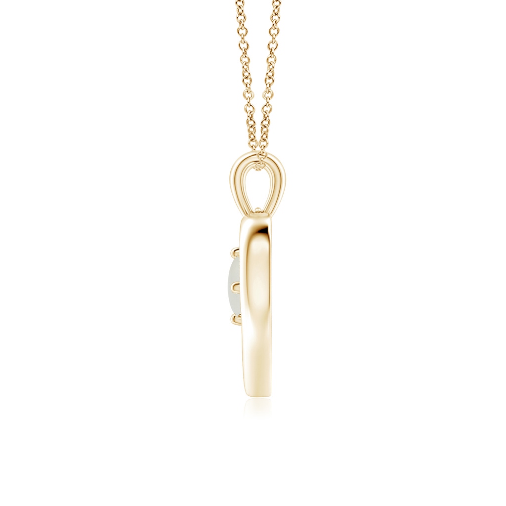 4mm AAAA Solitaire Round Moonstone Open Heart Pendant in Yellow Gold - side_1