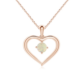 4mm AAA Solitaire Round Opal Open Heart Pendant in 9K Rose Gold