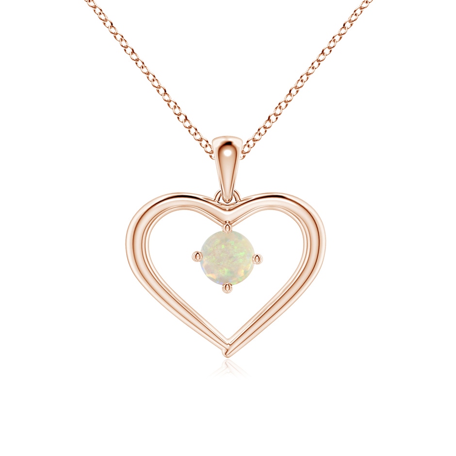 4mm AAA Solitaire Round Opal Open Heart Pendant in Rose Gold 
