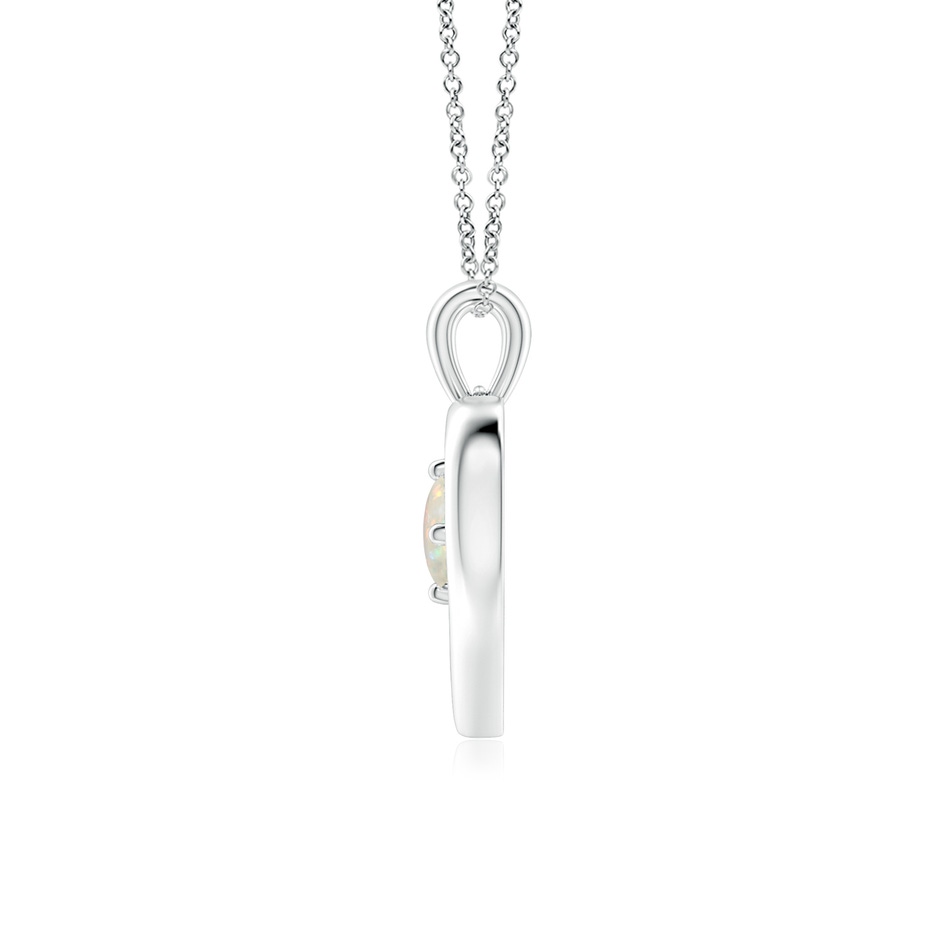 4mm AAA Solitaire Round Opal Open Heart Pendant in White Gold side-1