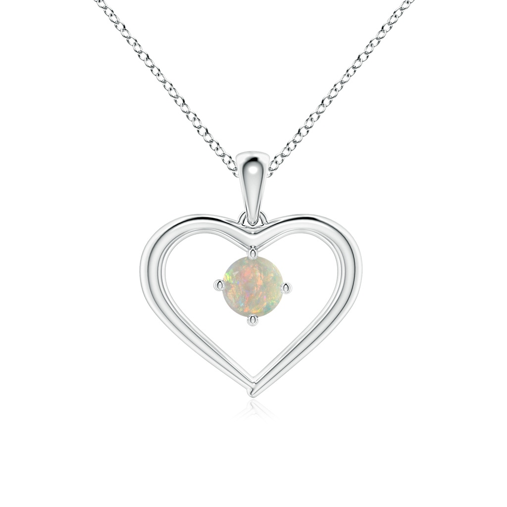4mm AAAA Solitaire Round Opal Open Heart Pendant in P950 Platinum 