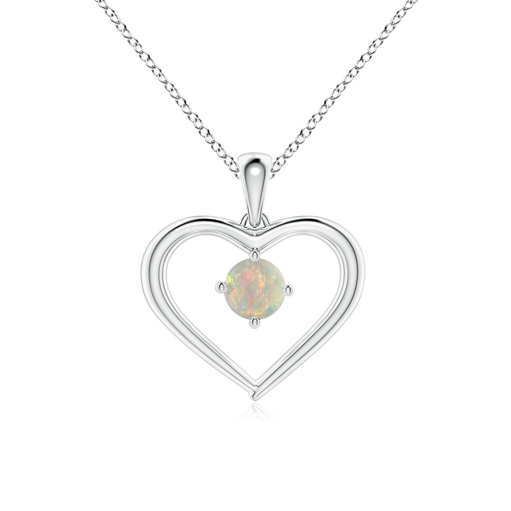 4mm AAAA Solitaire Round Opal Open Heart Pendant in P950 Platinum